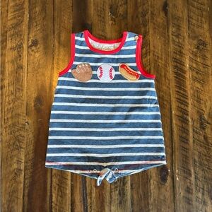 Mud Pie Red and Blue Striped Baby Romper